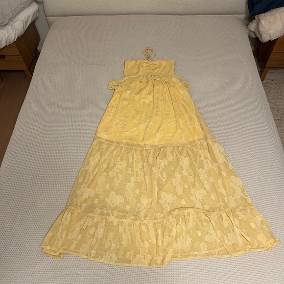 Yellow Strapless Maxi Dress Floral - Picture 6 of 6